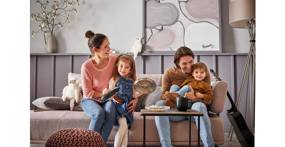 RÉCAMIERE  in Flachgewebe Hellrosa  - Hellrosa/Schwarz, Design, Textil/Metall (225/80/98cm) - Dieter Knoll