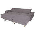 ECKSOFA in Cord Dunkelgrau  - Dunkelgrau/Silberfarben, Design, Textil/Metall (250/167cm) - Xora