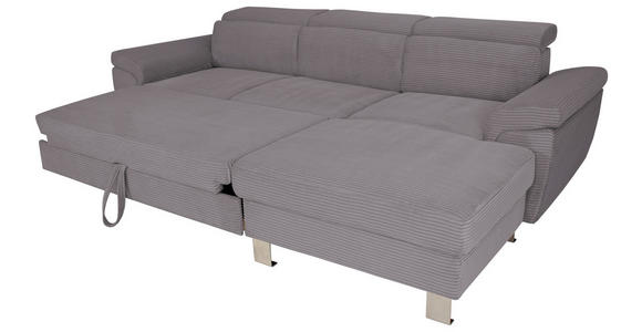 ECKSOFA in Cord Dunkelgrau  - Dunkelgrau/Silberfarben, Design, Textil/Metall (250/167cm) - Xora