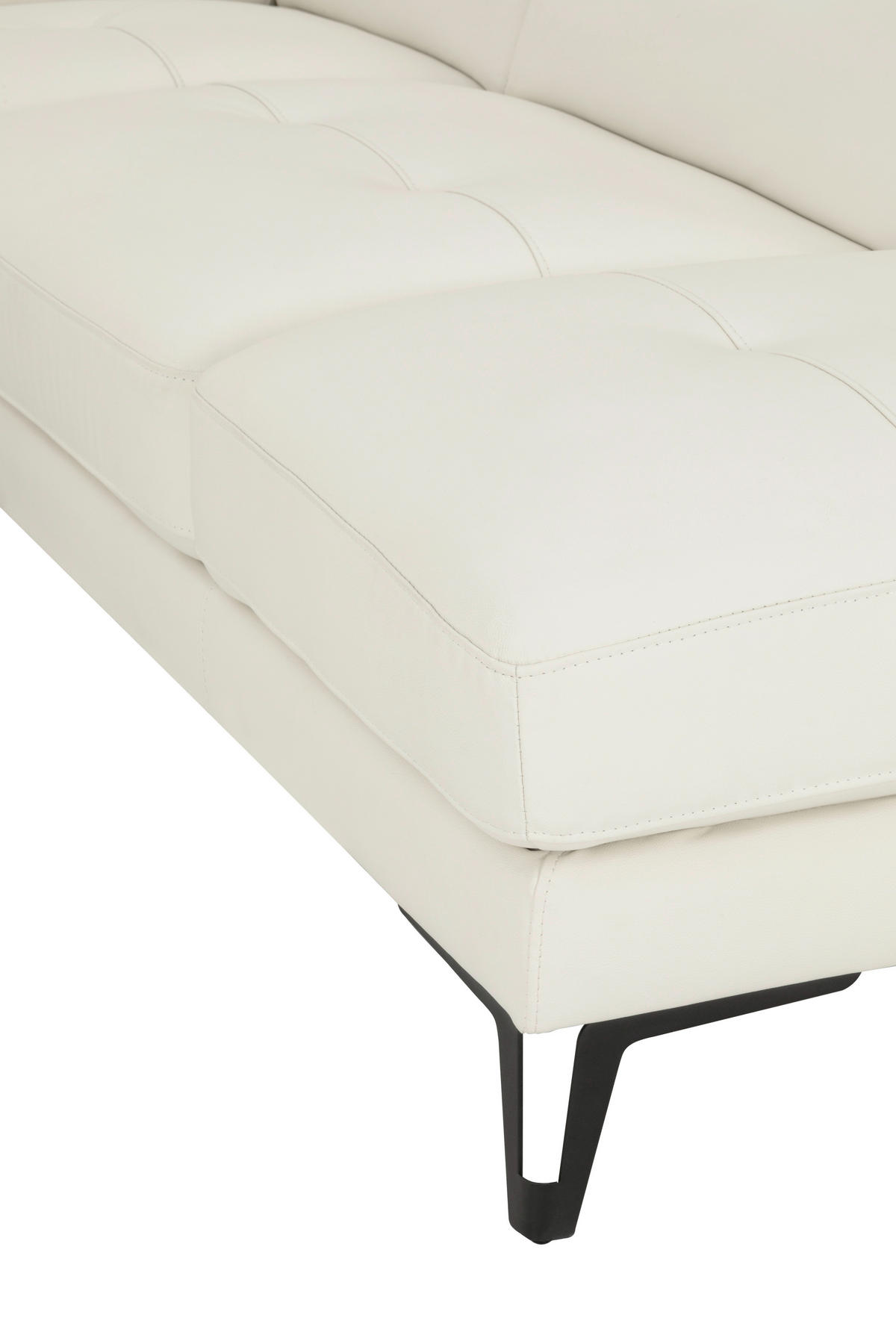 ECKSOFA Weiß Echtleder  - Schwarz/Weiß, MODERN, Leder/Metall (287/224cm) - MID.YOU