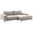 ECKSOFA in Velours Sandfarben  253/177 cm  - Sandfarben/Schwarz, Design, Textil/Metall (253/177cm) - Dieter Knoll