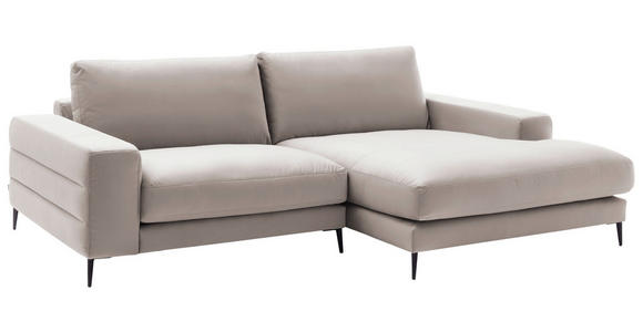ECKSOFA in Velours Sandfarben 253/177 cm - Sandfarben/Schwarz, Design, Textil/Metall (253/177cm) - Dieter Knoll