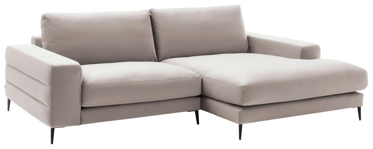 ECKSOFA in Velours Sandfarben  - Sandfarben/Schwarz, Design, Textil/Metall (253/177cm) - Dieter Knoll