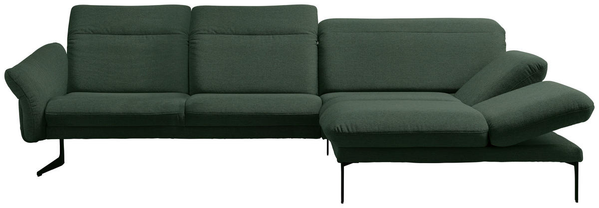 ECKSOFA in Webstoff Grün  - Anthrazit/Grün, Design, Textil/Metall (299/203cm) - Himolla