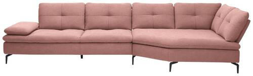 ECKSOFA in Flachgewebe Altrosa  - Schwarz/Altrosa, Design, Textil/Metall (344/157cm) - Chilliano