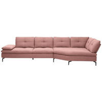 ECKSOFA in Flachgewebe Altrosa  - Schwarz/Altrosa, Design, Textil/Metall (344/157cm) - Chilliano