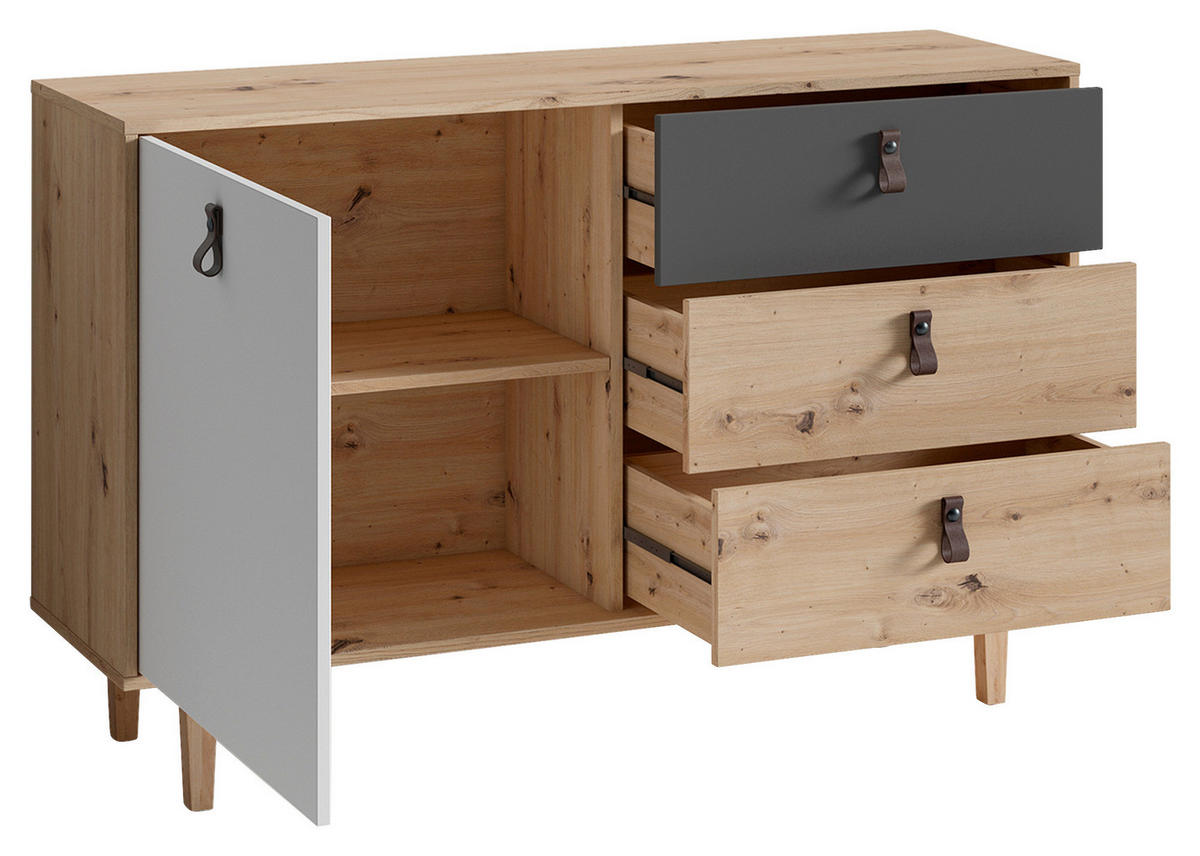 SIDEBOARD  in 120/77/36,5 cm  - Eichefarben/Anthrazit, Design, Holz/Holzwerkstoff (120/77/36,5cm) - MID.YOU