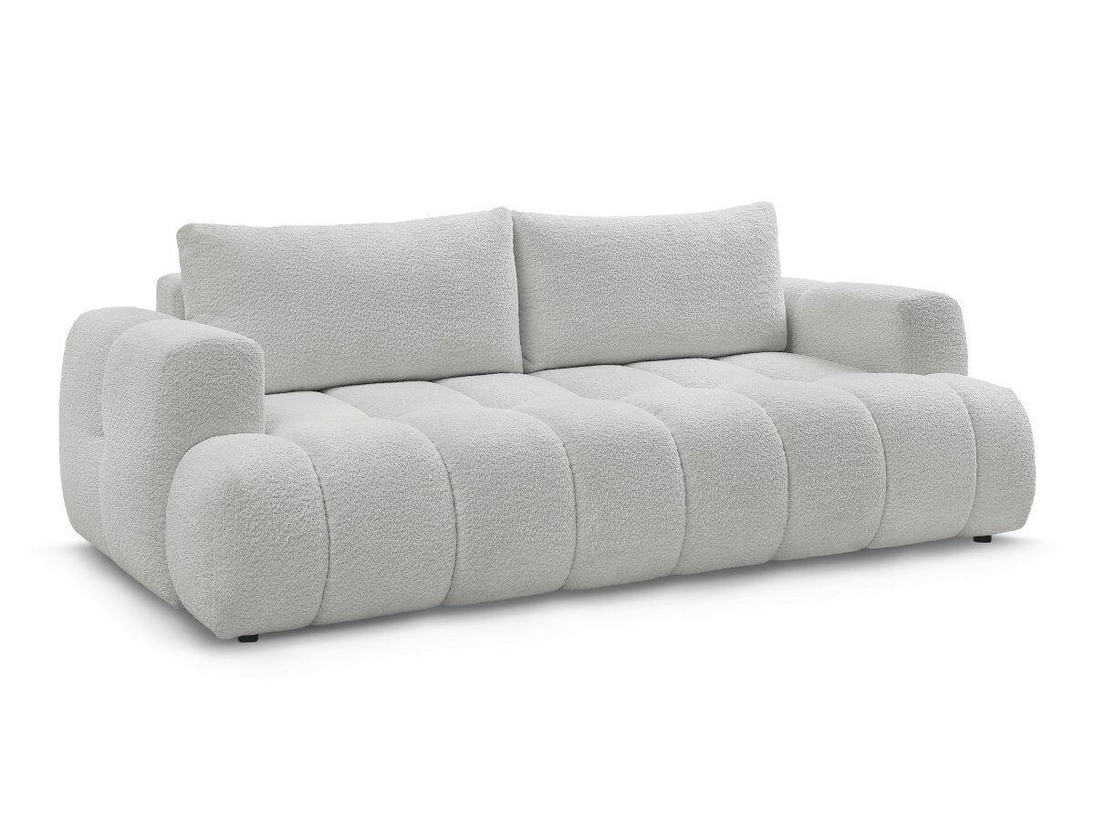 SCHLAFSOFA FUJI Bouclé Hellgrau  inkl.  - Hellgrau/Schwarz, MODERN, Kunststoff/Textil (251/113/88cm)