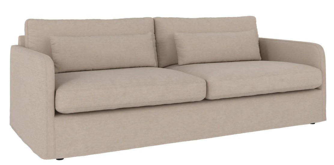 3-SITS SOFFA i beige  - beige/svart, Klassisk, metall/trä (213/82/103cm) - Rowico