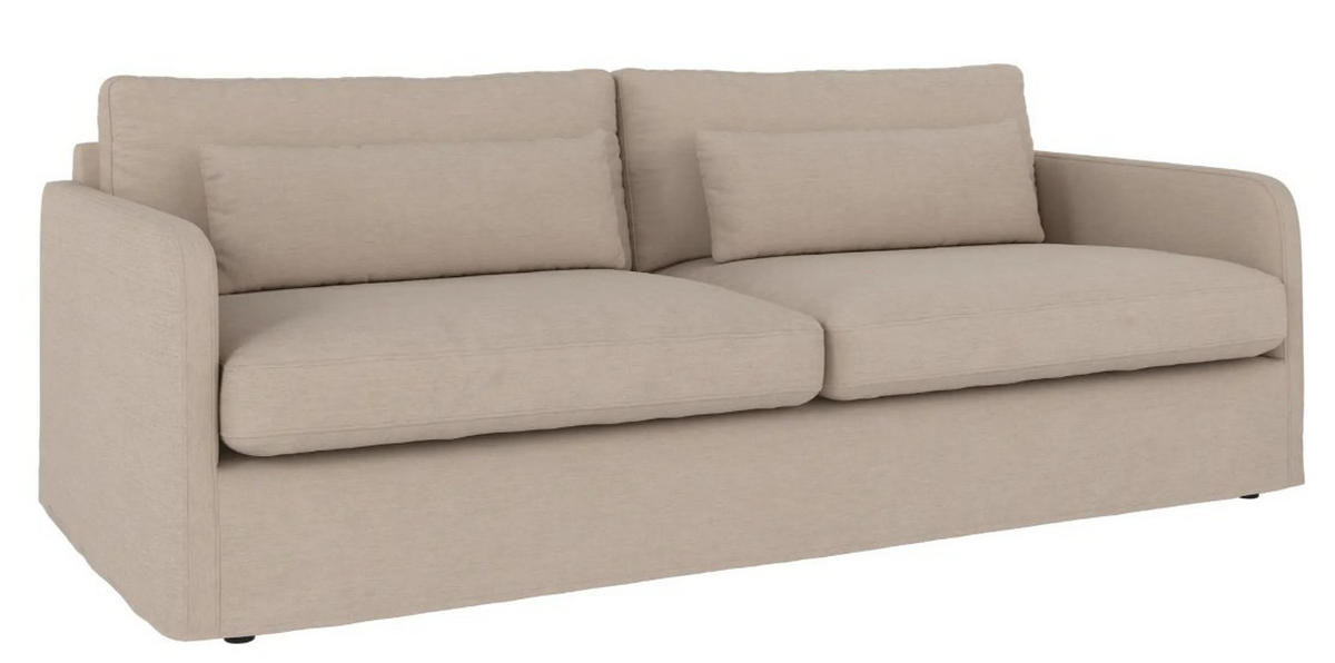 3-SITS SOFFA i beige  - beige/svart, Klassisk, metall/trä (213/82/103cm) - Rowico