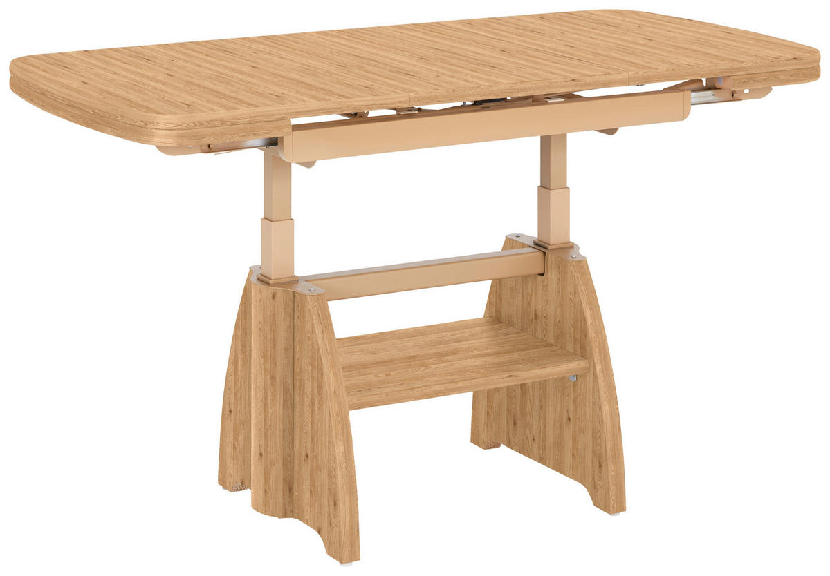 COUCHTISCH Wildeiche furniert 90-130,5/65/56-71 cm rechteckig Eichefarben  - Eichefarben, KONVENTIONELL, Holzwerkstoff/Metall (90-130,5/65/56-71cm) - Venda