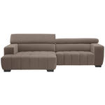 ECKSOFA in Velours Taupe  - Taupe/Schwarz, KONVENTIONELL, Textil/Metall (182/279cm) - Hom`in