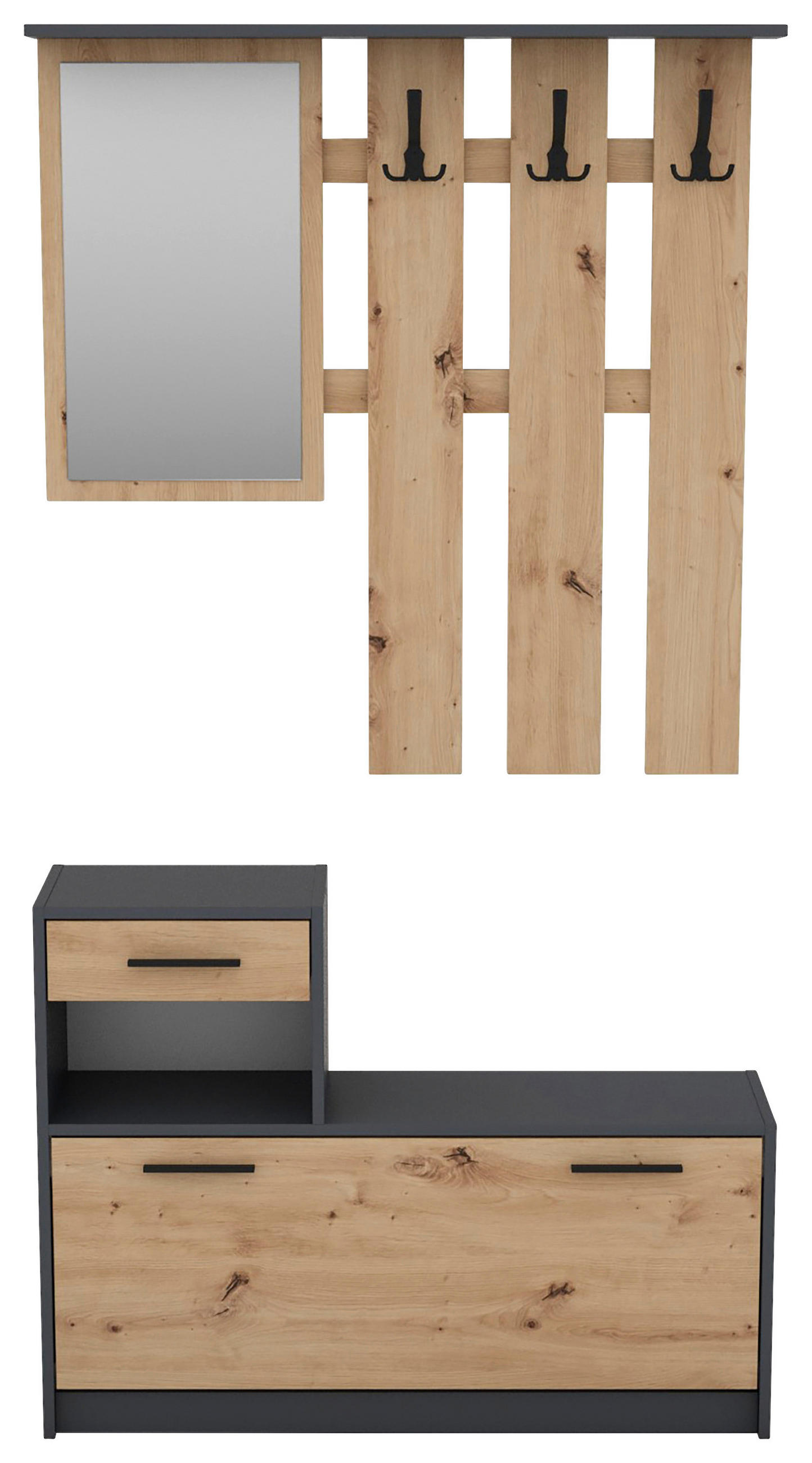 GARDEROBE 2-teilig  in 97/190/25 cm  - Anthrazit/Eiche Artisan, Design, Holzwerkstoff/Kunststoff (97/190/25cm) - Livetastic