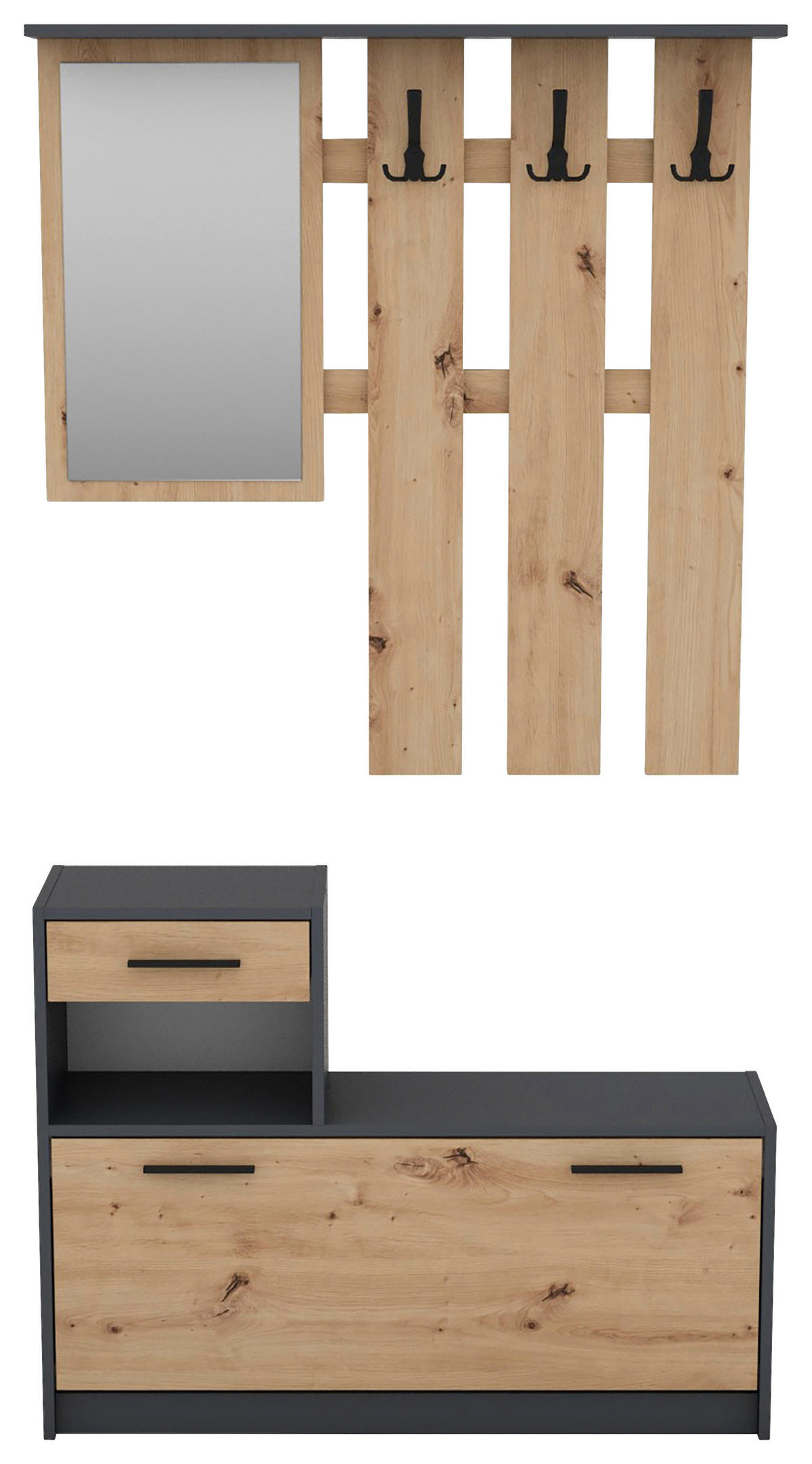 GARDEROBE 2-teilig  in 97/190/25 cm  - Anthrazit/Eiche Artisan, Design, Holzwerkstoff/Kunststoff (97/190/25cm) - Livetastic
