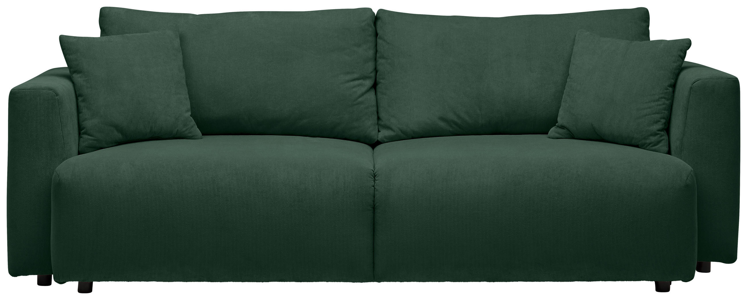 SCHLAFSOFA  mit Stoffauswahl, Schlafen auf Sitzhöhe, Rücken echt Cord Dunkelgrün  - Dunkelgrün/Schwarz, Design, Kunststoff/Textil (250/92/105cm) - Carryhome