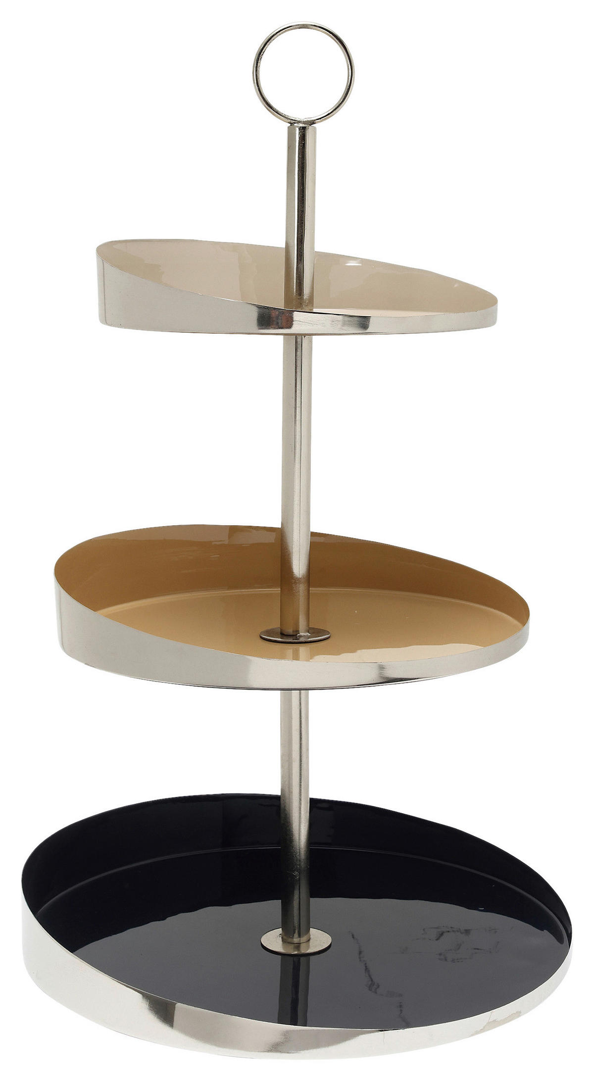 ETAGERE 3-stöckig - Silberfarben/Creme, Trend, Metall (36/60cm) - Kayoom