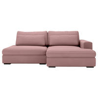ECKSOFA in Cord Rosa  - Schwarz/Rosa, Design, Kunststoff/Textil (223/158cm) - Lomoco