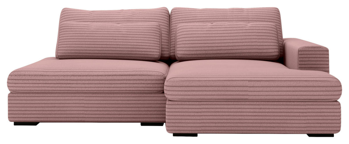 ECKSOFA in Cord Rosa  - Schwarz/Rosa, Design, Kunststoff/Textil (223/158cm) - Lomoco