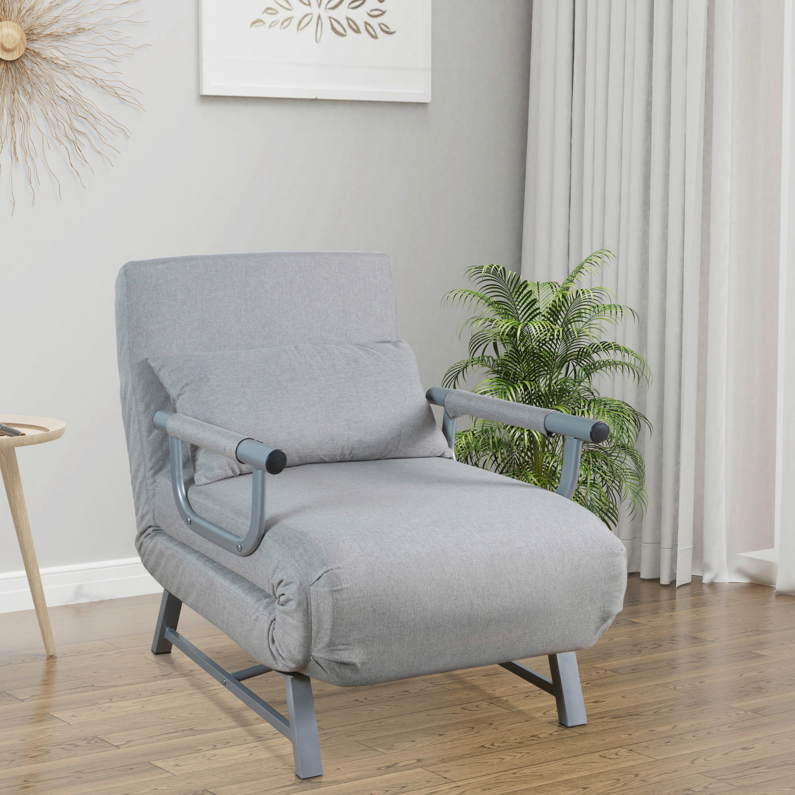 BÄDDFÅTÖLJ i flatväv grå  - grå, Modern, metall/textil (64/95/78cm) - MID.YOU