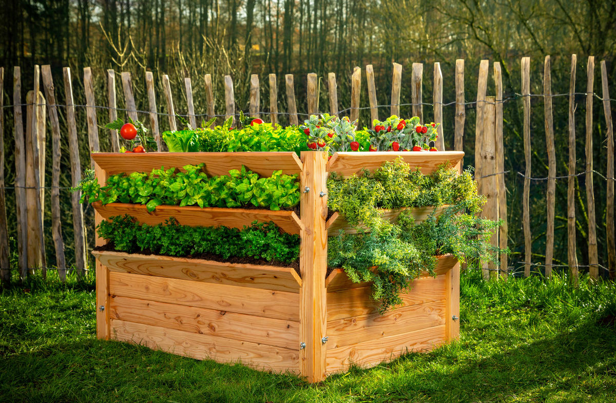 VYVÝŠENÝ ZÁHON   - farba smrekovca, Basics, drevo (124/73/91cm)