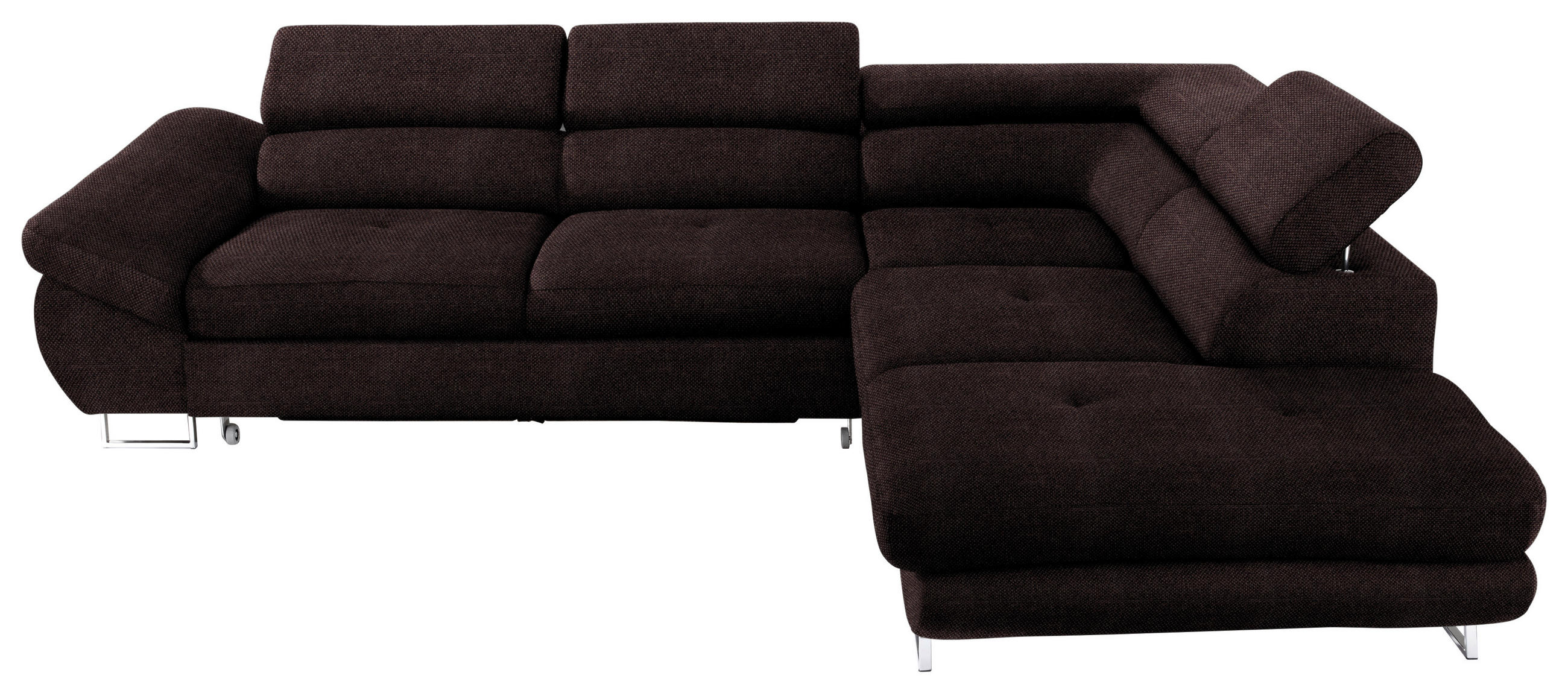 ECKSOFA in Webstoff Mokka  - Mokka, Design, Textil/Metall (280/235cm) - Hom`in