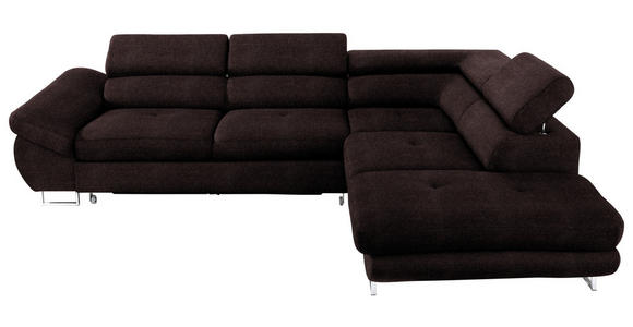 ECKSOFA in Webstoff Mokka  - Mokka, Design, Textil/Metall (280/235cm) - Hom`in