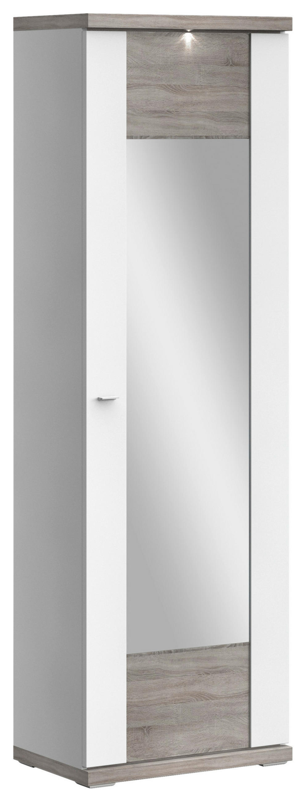 GARDEROBENSCHRANK  in 65/206,6/41,6 cm  - Chromfarben/Eichefarben, Design, Glas/Holzwerkstoff (65/206,6/41,6cm) - Xora