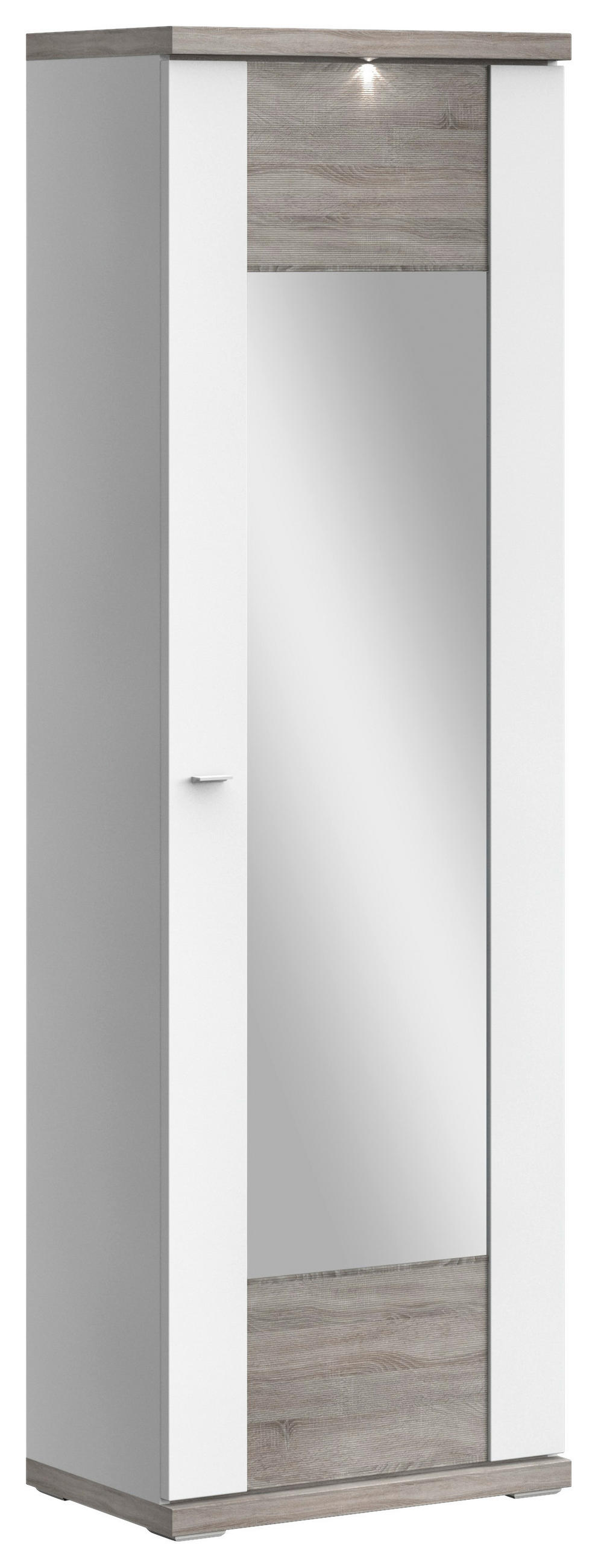GARDEROBENSCHRANK  in 65/206,6/41,6 cm  - Chromfarben/Eichefarben, Design, Glas/Holzwerkstoff (65/206,6/41,6cm) - Xora