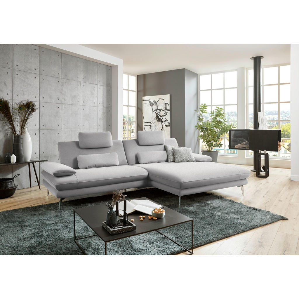 Thumbnail - Dieter Knoll Ecksofa, Hellgrau, Textil, 2-3-Sitzer, Ottomane rechts, L-Form, 284x184 cm, Goldenes M, Hocker erhältlich, ...