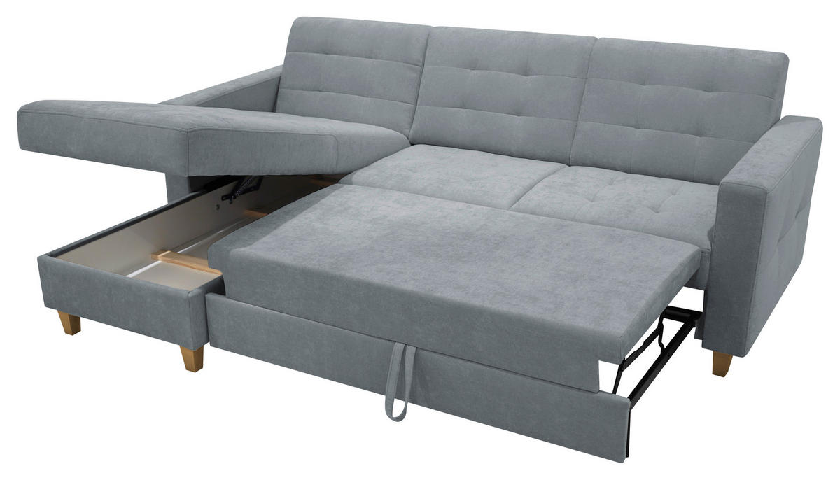 HÖRNSOFFA i chenille grå  - grå/naturfärgad, Design, trä/textil (160/231cm) - Livetastic