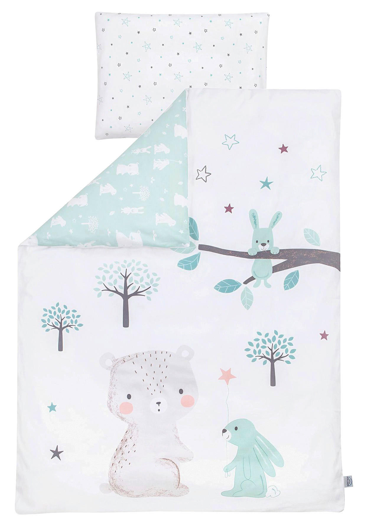 BABYBETTWÄSCHE - Weiß/Mintgrün, Basics, Textil (100/135cm) - Zöllner