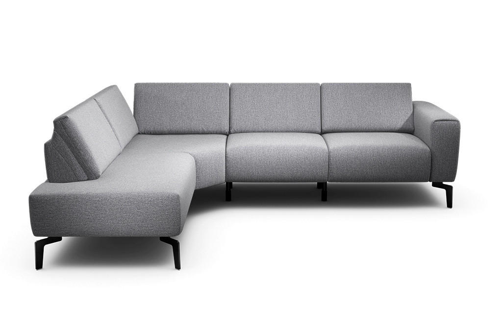 ECKSOFA Cosy Anthrazit Chenille  - Anthrazit/Schwarz, Design, Textil/Metall (193/256cm) - SENSOO