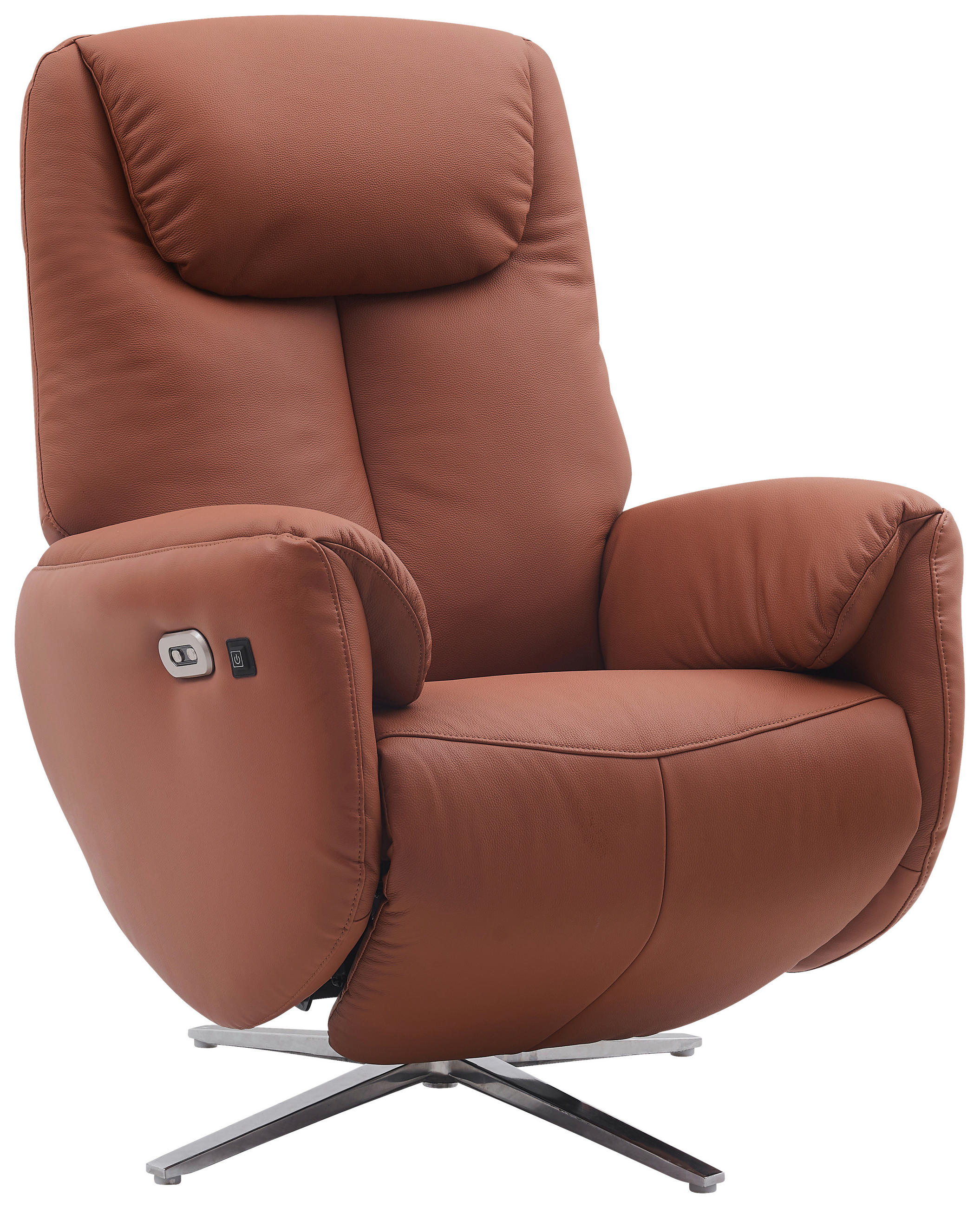 MASSAGESESSEL Echtleder Lederlook Braun    - Chromfarben/Braun, Design, Leder/Textil (79/110/85cm) - Livetastic
