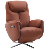 MASSAGESESSEL Echtleder Lederlook Braun    - Chromfarben/Braun, Design, Leder/Textil (79/110/85cm) - Livetastic