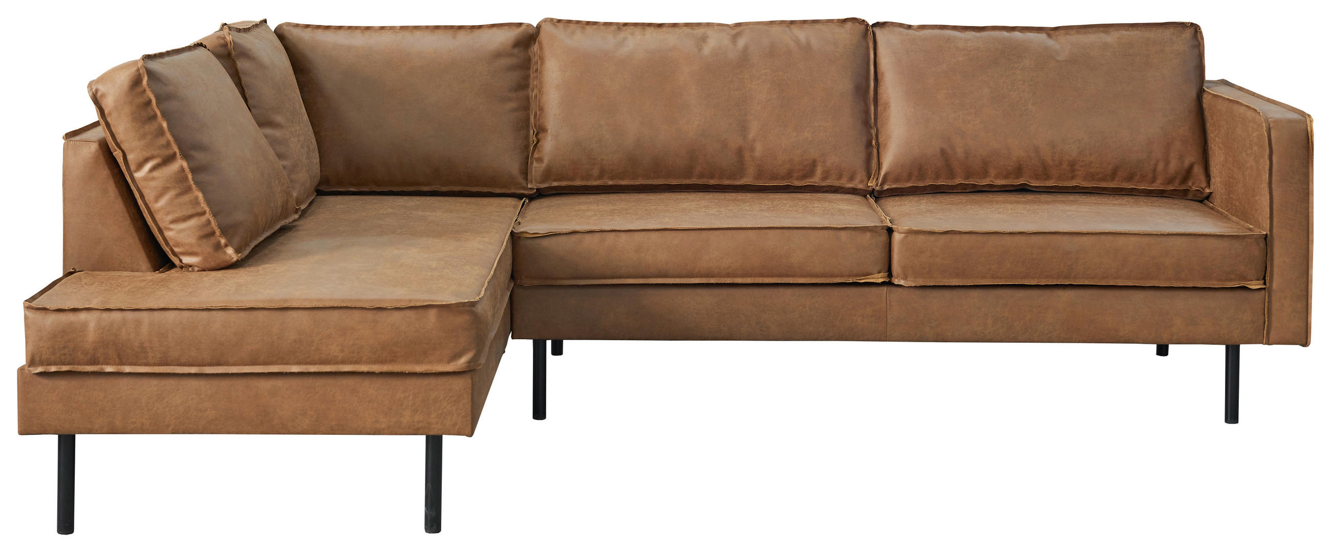 ECKSOFA Braun Lederlook - Schwarz/Braun, Design, Leder (170/270cm) - MID.YOU