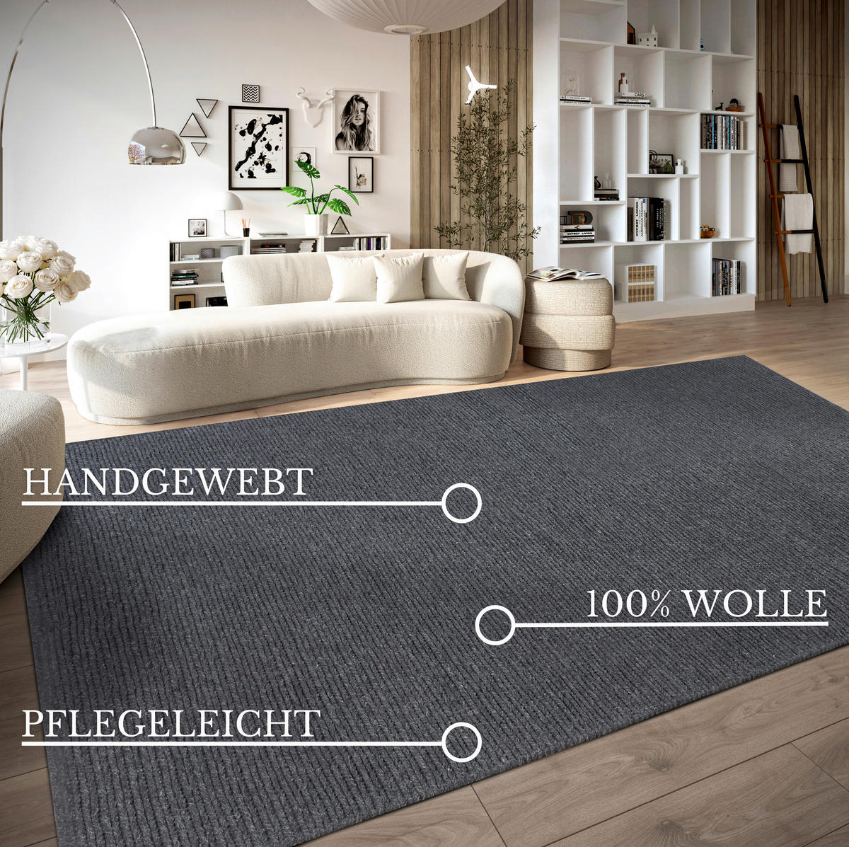 HANDWEBTEPPICH 60/90 cm Kollektion 1748 Anthrazit  - Anthrazit, Basics, Textil (60/90cm) - Villeroy & Boch