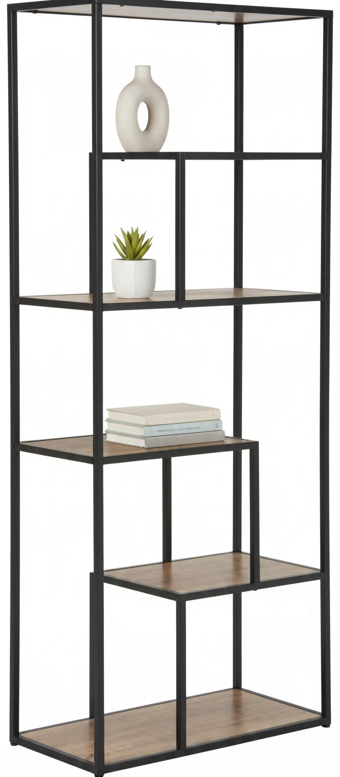 REGAL Naturfarben, Schwarz  - Schwarz/Naturfarben, Basics, Holzwerkstoff/Metall (70/170/33cm) - Xora