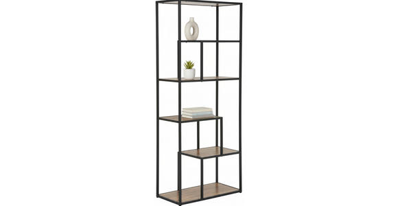REGAL Naturfarben, Schwarz  - Schwarz/Naturfarben, Basics, Holzwerkstoff/Metall (70/170/33cm) - Xora