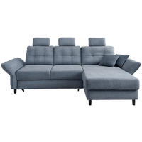 ECKSOFA in Chenille Hellblau  - Blau/Silberfarben, MODERN, Holz/Textil (250-280/176cm) - Livetastic
