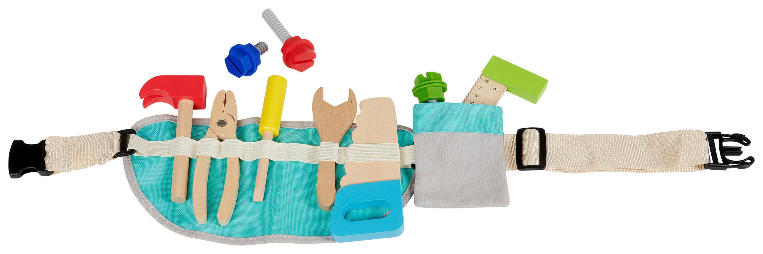 KINDERWERKZEUGSET Blau, Gelb, Grün, Naturfarben, Rot  - Blau/Gelb, Trend, Holz/Textil (42,5cm) - My Baby Lou
