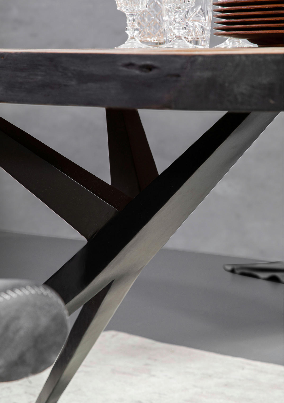 ESSTISCH in Holz, Metall 200/100/76 cm  - Schwarz/Akaziefarben, Design, Holz/Metall (200/100/76cm) - Landscape