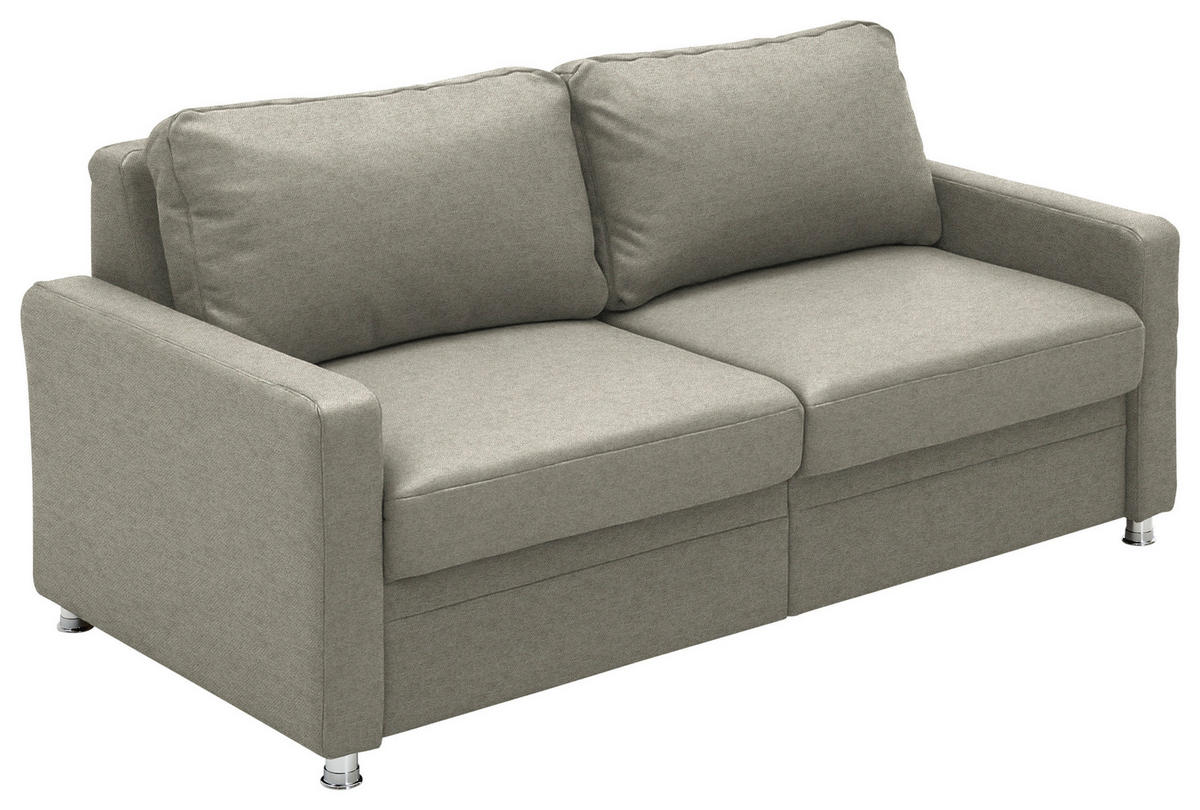 SCHLAFSOFA Chenille Greige  - Chromfarben/Greige, KONVENTIONELL, Textil/Metall (186/90/100cm) - Beldomo Style