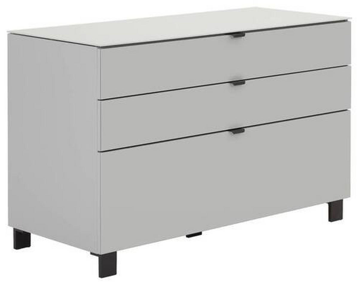 SIDEBOARD 110,1/73,1/52,5 cm  in Grau, Hellgrau  - Hellgrau/Schwarz, Design, Glas/Holzwerkstoff (110,1/73,1/52,5cm) - Hom`in