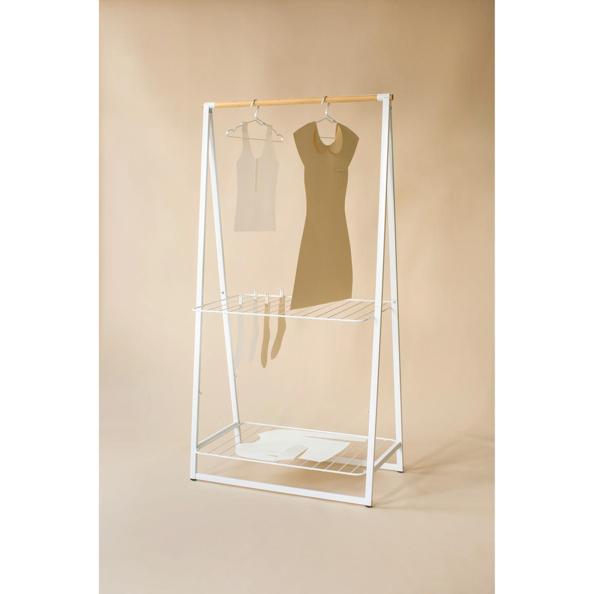 KLEIDERSTÄNDER in Weiß 60/99,5/16 cm   - Weiß, Basics, Metall (60/99,5/16cm) - Brabantia