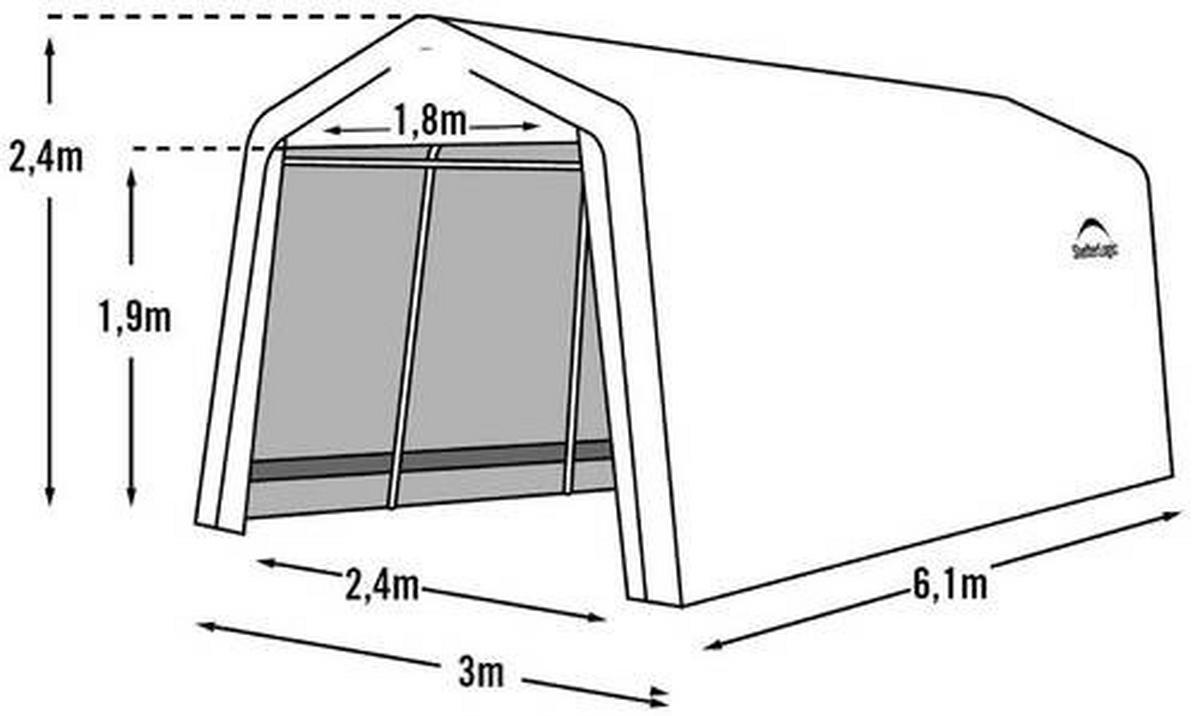ZELTGARAGE 300/240/610 cm  - Grau, Basics, Kunststoff (300/240/610cm) - Ambia Garden