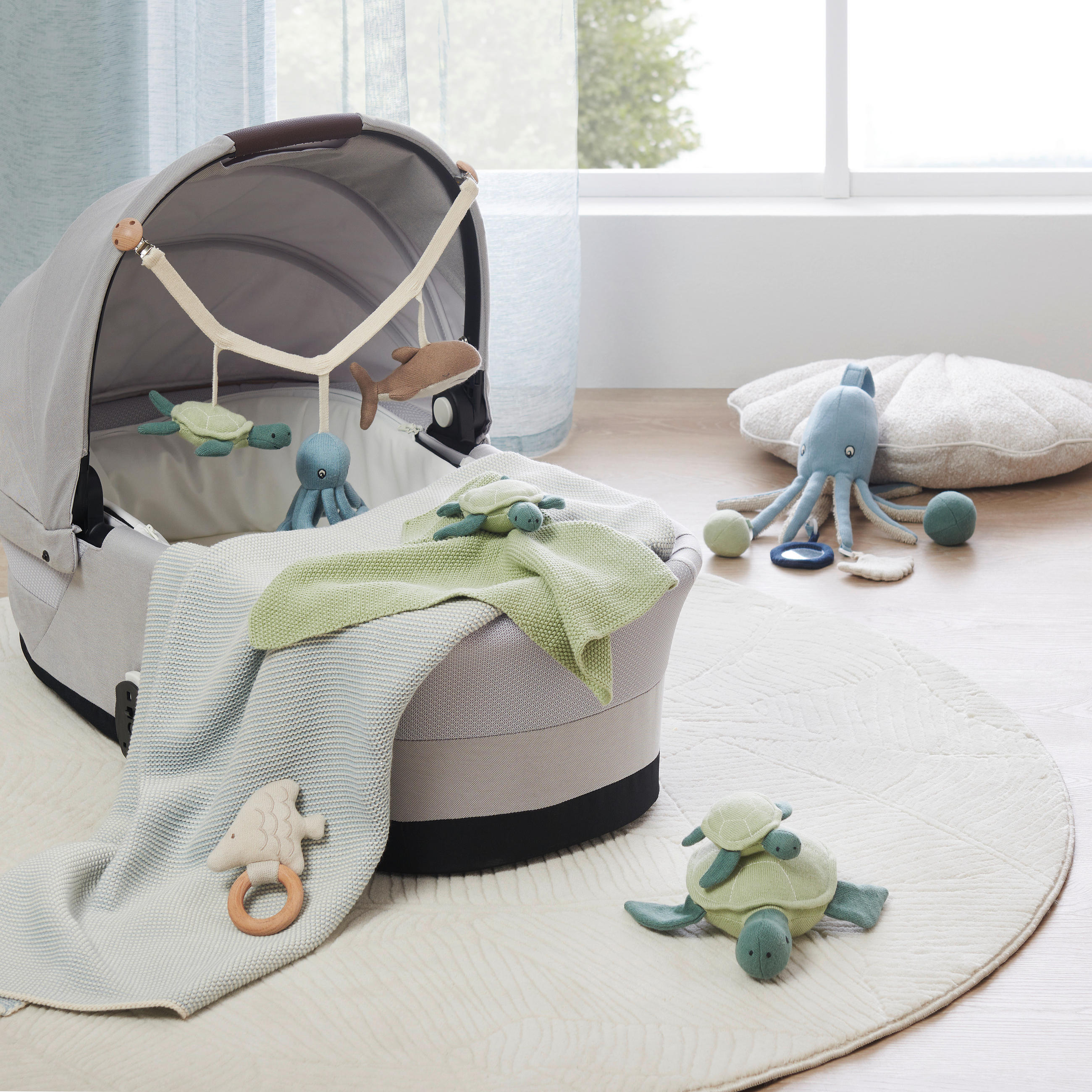 KINDERWAGENKETTE  - Blau/Braun, Trend, Textil (18/42cm) - Avelia