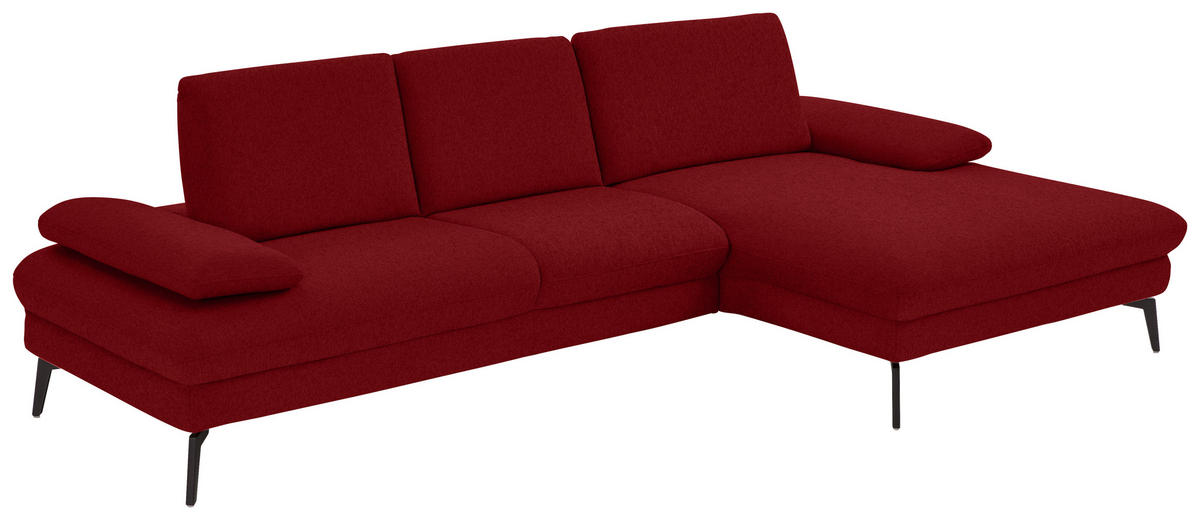 ECKSOFA in Chenille, Mikrofaser Bordeaux  - Bordeaux/Schwarz, Design, Textil/Metall (299/157cm) - Dieter Knoll