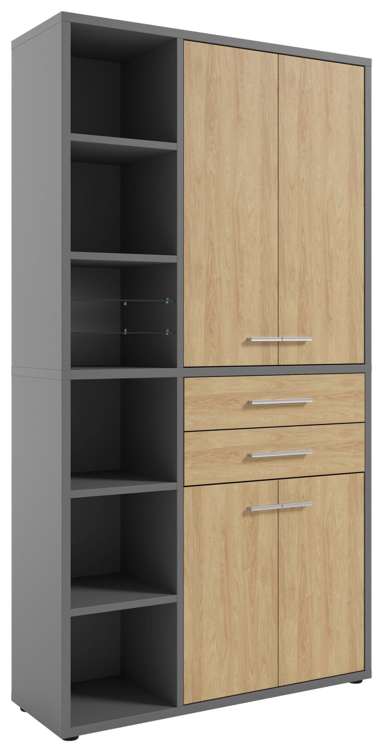 AKTENSCHRANK Eiche Grau, Hickory  - Grau/Hickory, MODERN, Holz/Holzwerkstoff (116,5/215,4/40cm) - Novel