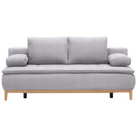 BOXSPRINGSOFA in Webstoff Hellgrau  - Eichefarben/Beige, Design, Holz/Textil (202/78/93/100cm) - Venda