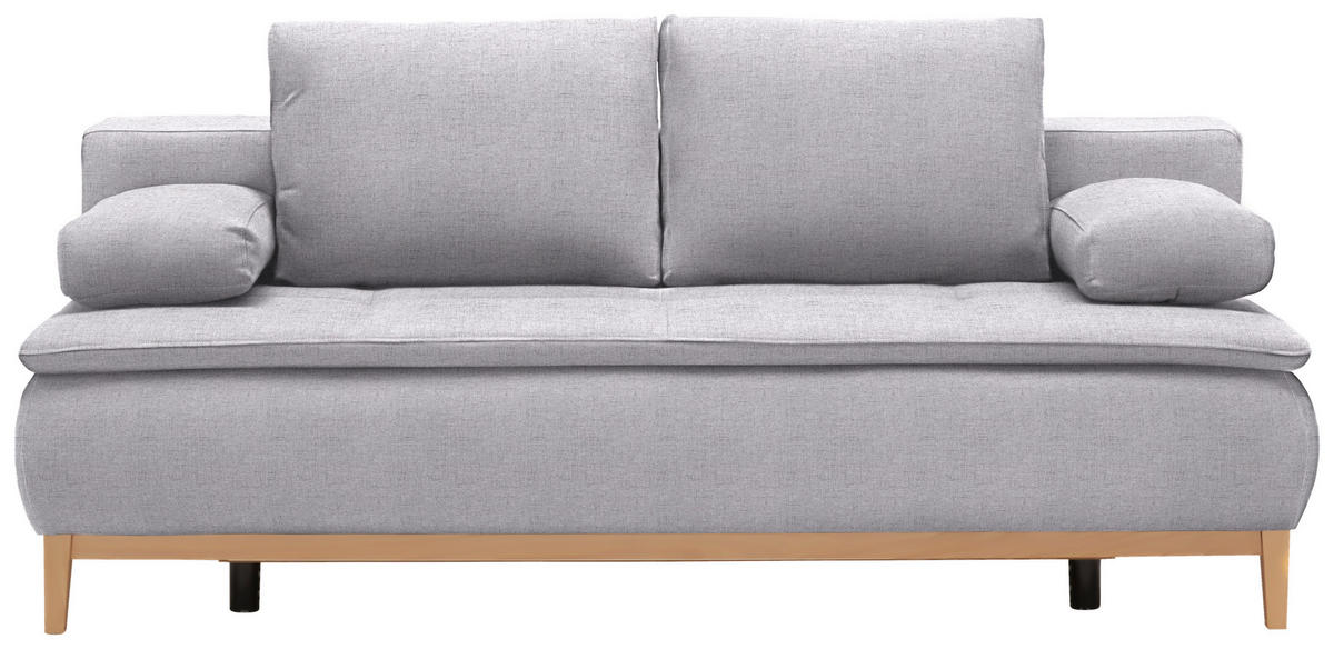 BOXSPRINGSOFA in Webstoff Hellgrau  - Eichefarben/Beige, Design, Holz/Textil (202/78/93/100cm) - Venda